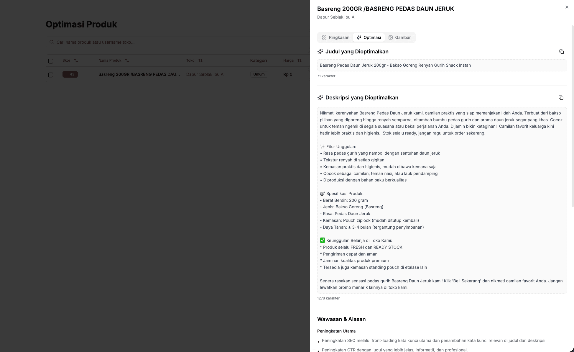 Optimasi Produk
